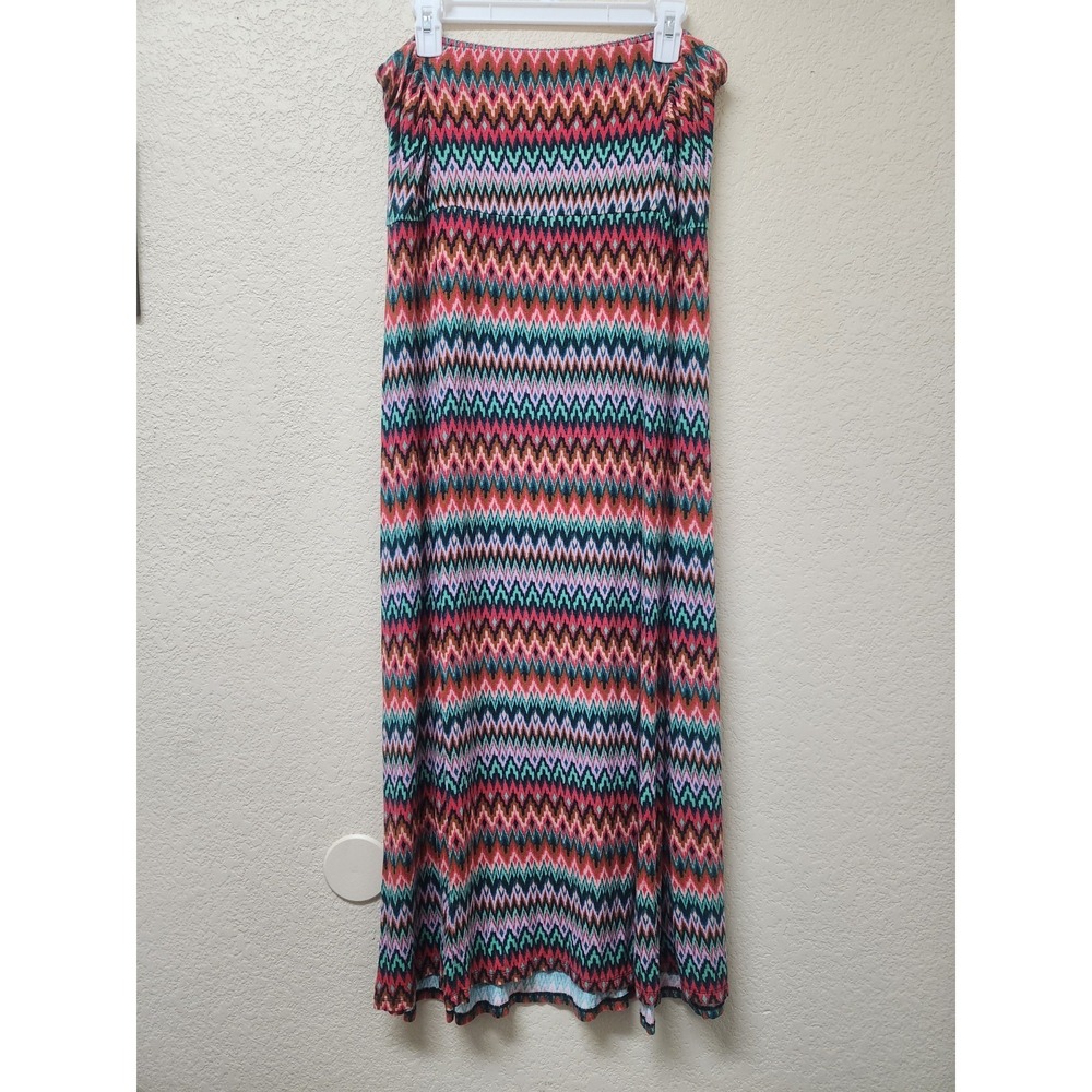 Everlast Chevron Maxi Skirt Strapless Dress Womens Size XL Multicolor ZigZag